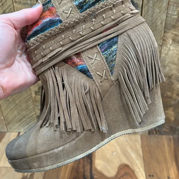 Naughty Monkey Multicolor Fringed Heeled Boots - Picture 5 of 12